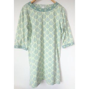 Orvis Dress‎ Women S Cotton Green Boho Casual Pattern Long Sleeve